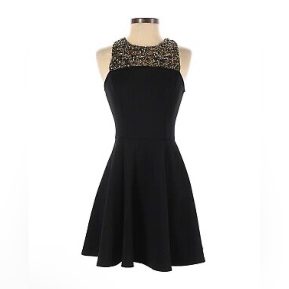 Aqua Elegant Black and Gold Women's Dress, size S - Picture 1 of 4